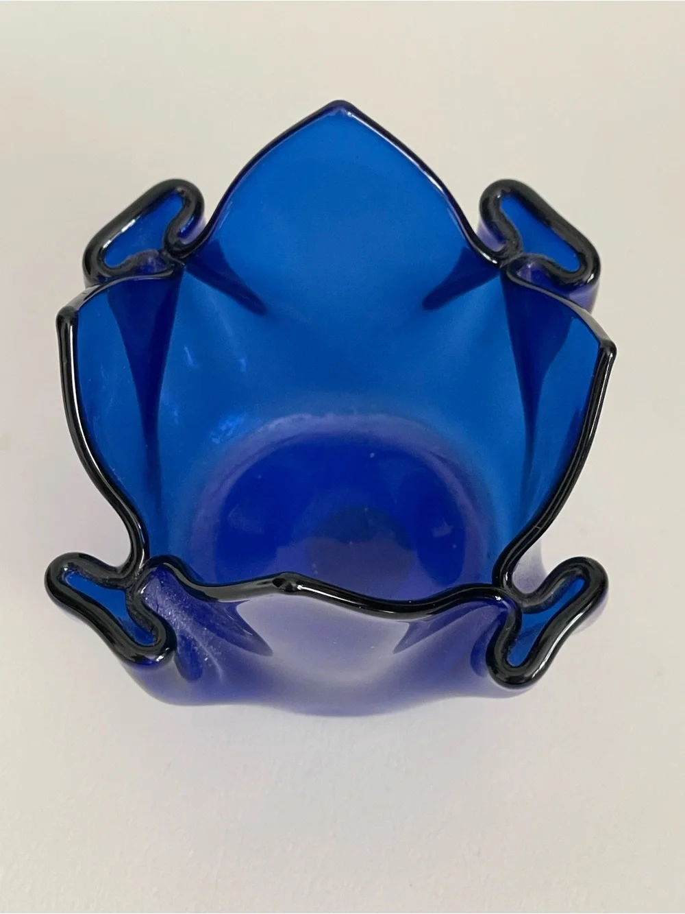 PartyLite Deep Blue Lotus Glass Votive Holder
